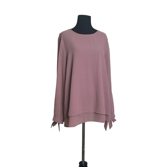 Anne Klein rusty pink long sleeves layered blouse size M - Picture 8 of 11
